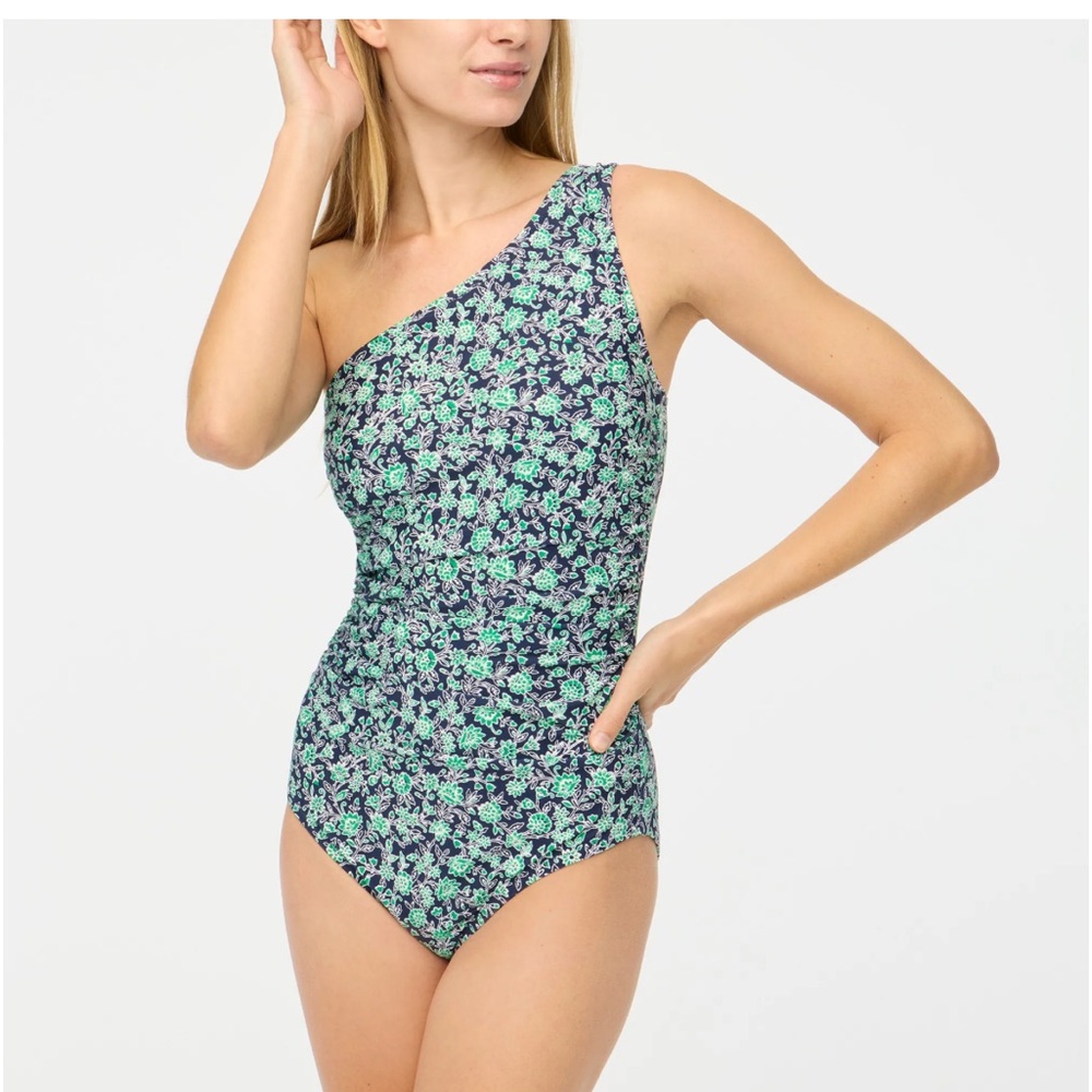 J.Crew floral rushed one shoulder swim, size XS